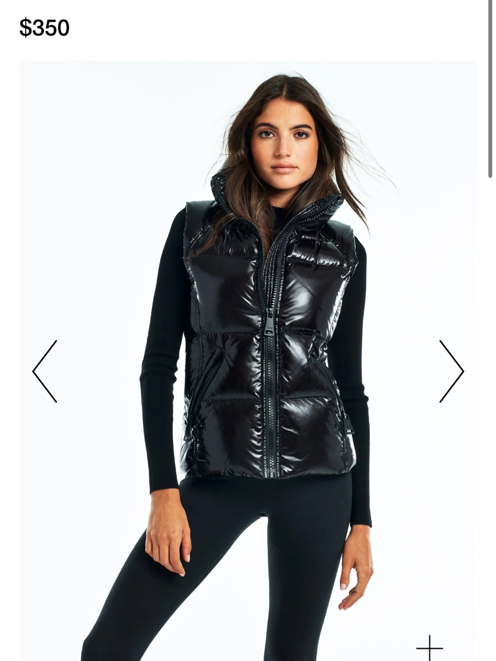 SAM. Glossy Black Puffer Vest with High Collar